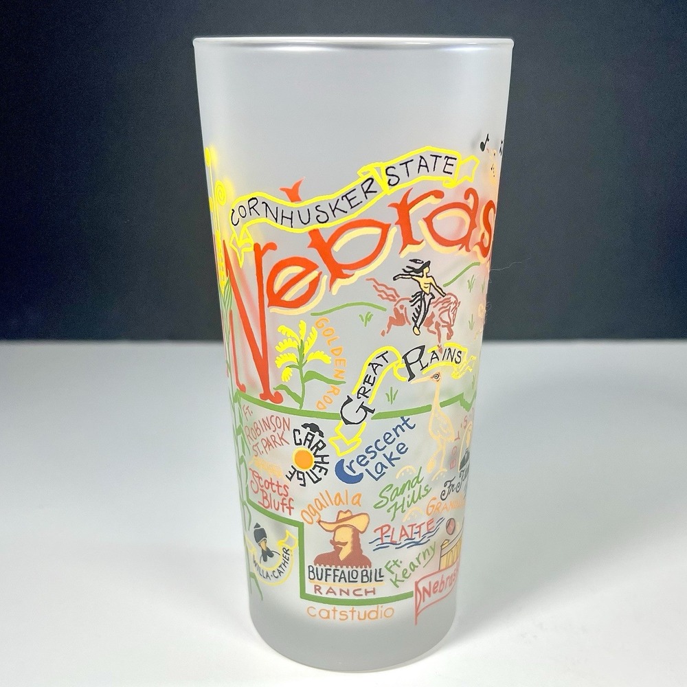 Catstudio Nebraska 15 oz. Frosted Drinking‎ Glass Tumbler Souvenir 2010